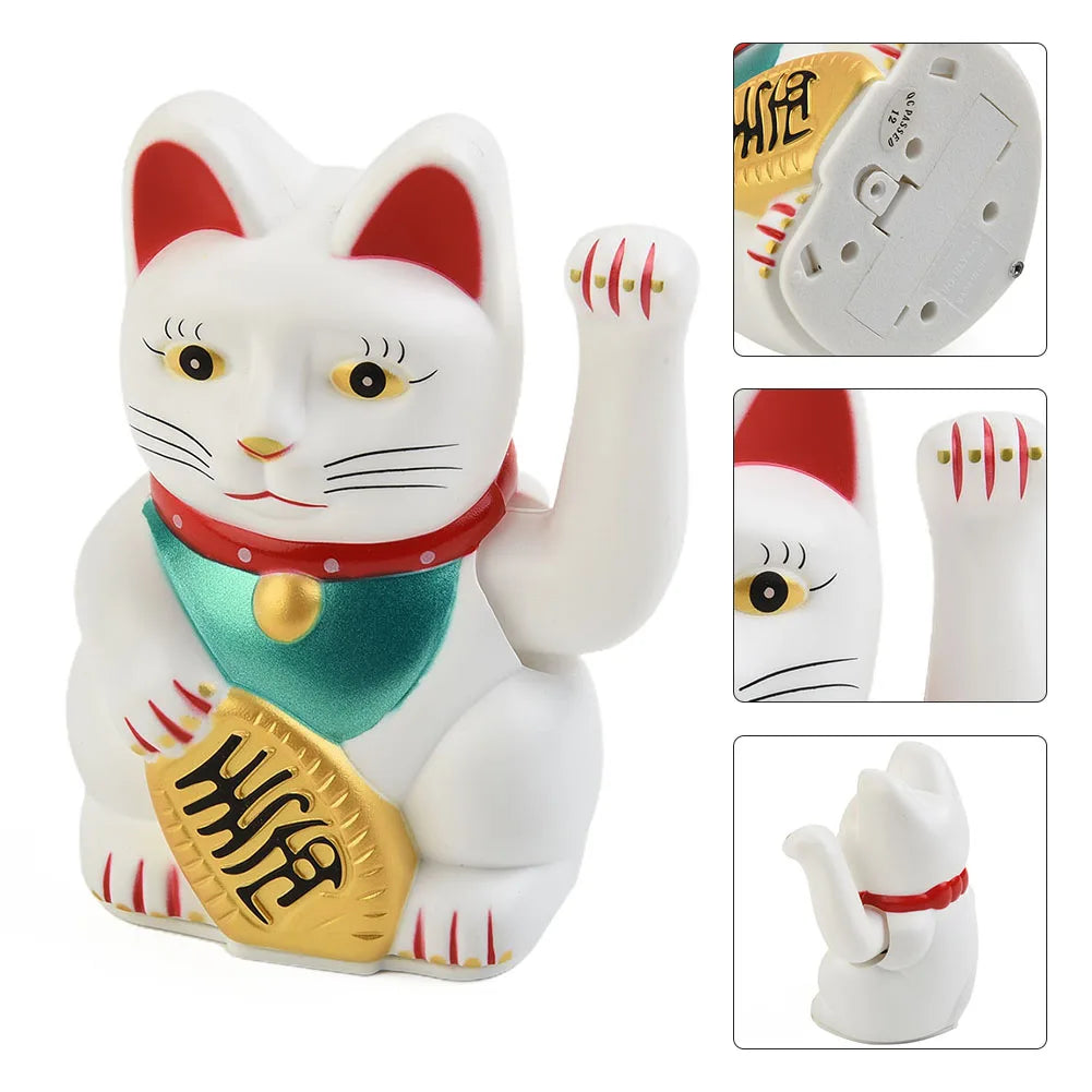 Electric Waving Arm Lucky Cat (White)